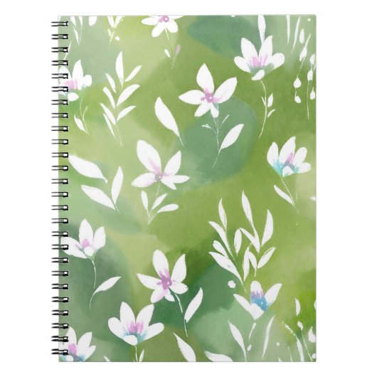 White Flower Fields | Elegant Spring Floral Notitieboek (Voorkant)