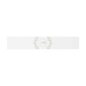White Flower Greenery Monogram Trouwbuik Band Uitnodigingen Wikkel (Vlak)