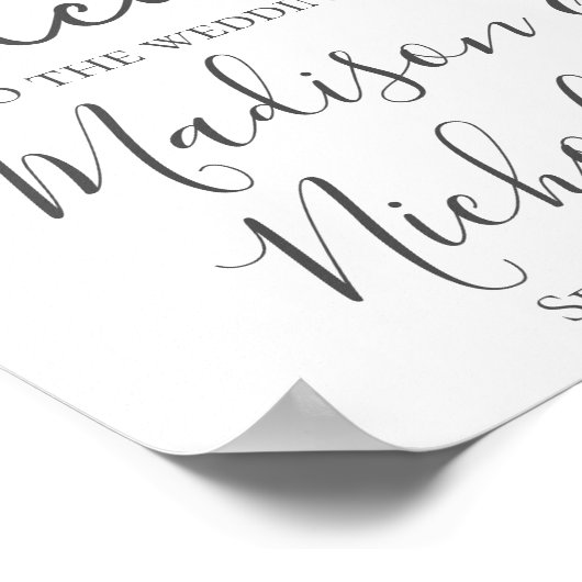 White Flower Greenery Wedding Welcome Sign Poster (Hoek)