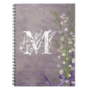 White Flower Lace Monogram Initiaal Notitieboek
