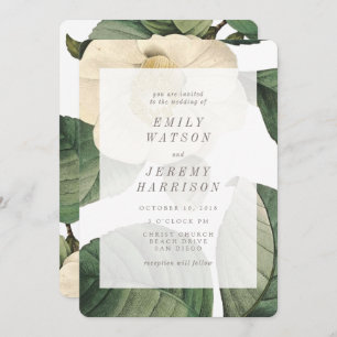 White Flower Lijst Wedding Invitation Kaart