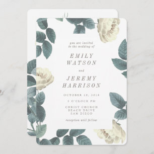 White  Flower Lijst Wedding Invitation Kaart
