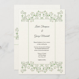 White Flower limding Vine Wedding Invitation