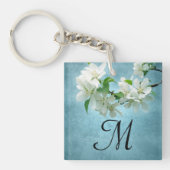 White Flower op Blue Sky Sleutelhanger (Voorkant)