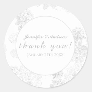 White Flower op White Wedding Dankuwel! Ronde Sticker
