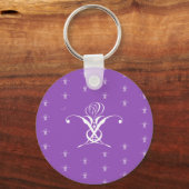 White Flower Pastel Paars Pasen Sleutelhanger (Achterkant)