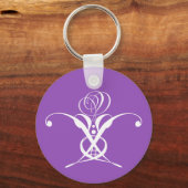 White Flower Pastel Paars Pasen Sleutelhanger (Voorkant)