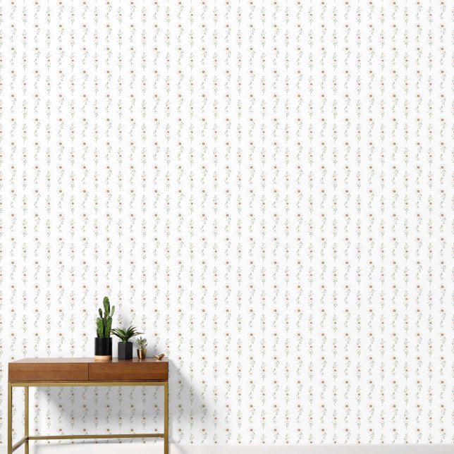 White Flower Pattern Behang (Hal)