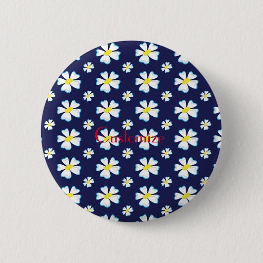 White Flower Pattern Thunder_Cove Button (Voorkant)