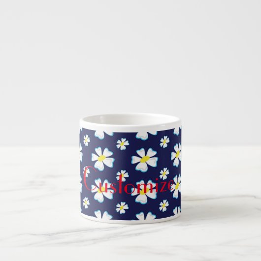 White Flower Pattern Thunder_Cove Espresso Kop (Voorkant)