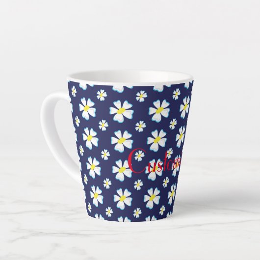 White Flower Pattern Thunder_Cove Latte Mok (Linkerhoek)