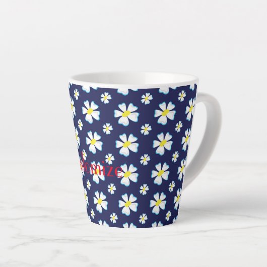 White Flower Pattern Thunder_Cove Latte Mok (Rechterhoek)