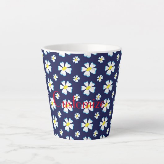 White Flower Pattern Thunder_Cove Latte Mok (Voorkant)