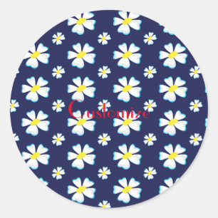 White Flower Pattern Thunder_Cove Ronde Sticker