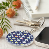 White Flower Pattern Thunder_Cove Sleutelhanger (Voorkant Rechts)