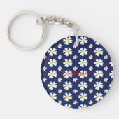 White Flower Pattern Thunder_Cove Sleutelhanger (Voorkant)