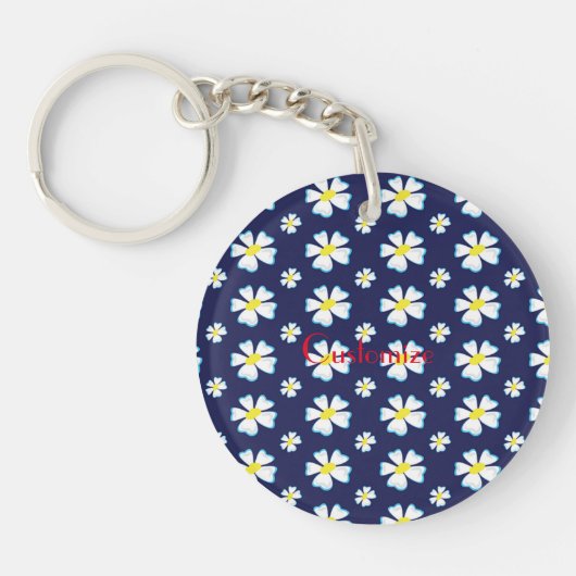 White Flower Pattern Thunder_Cove Sleutelhanger (Voorkant)