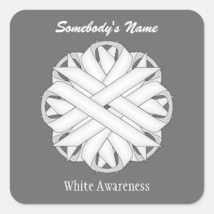 White Flower Ribbon door Kenneth Yoncich Vierkante Sticker