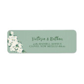White Flower Sage Green Chinoiserie Cloud Pattern Etiket (Voorkant)