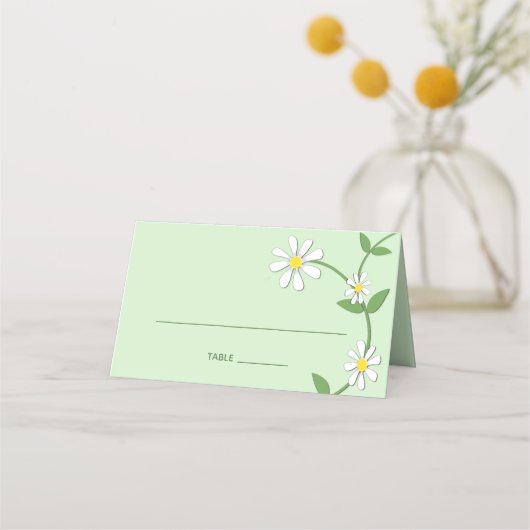White Flower Vine Folded Place Card (Voorkant)