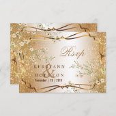White Flowers and Gold Glitter - RSVP (Voorkant / Achterkant)