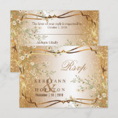 White Flowers and Gold Glitter - RSVP Kaartje (Voorkant / Achterkant)
