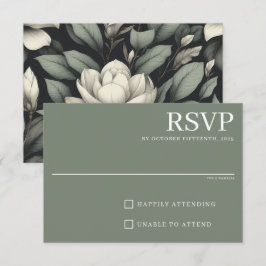 White Flowers and Greenery RSVP Kaartje