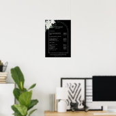 White Flowers-Black Salon prijslijst Poster (Thuiskantoor)