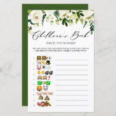 White Flowers Childrens Book Emoji Pictionary Kaar (Voorkant / Achterkant)