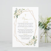 White Flowers, Cream Flowers, Boho, Baptism Menu (Staand voorkant)