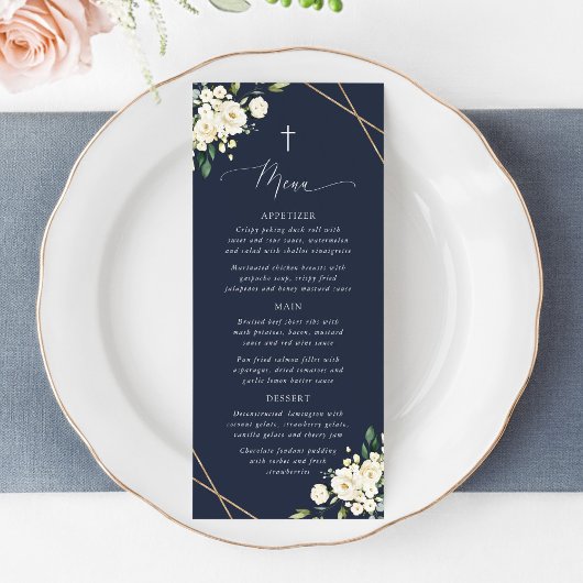 White Flowers, Cream Flowers, Boho, Baptism Menu