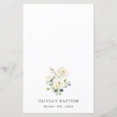 White Flowers, Cream Flowers, Boho, Baptism Menu (Achterkant)