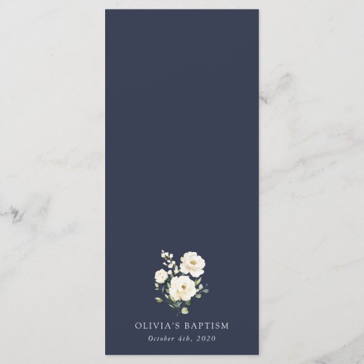 White Flowers, Cream Flowers, Boho, Baptism Menu (Achterkant)
