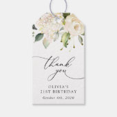 White Flowers, Cream Flowers, Boho, Birthday Cadeaulabel (Voorkant)
