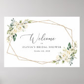 White Flowers, Cream Flowers, Boho, Bridal Welcome Poster (Voorkant)