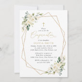 White Flowers, Cream Flowers, Boho, Confirmation Kaart (Voorkant)