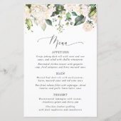 White Flowers, Cream Flowers, Bridal Shower Menu (Voorkant)