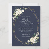 White Flowers, Cream Flowers, Greenery, Wedding Kaart (Voorkant)