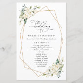 White Flowers, Cream Flowers, Wedding Program (Voorkant)
