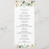 White Flowers, Cream Flowers, Wedding Program Programma (Achterkant)