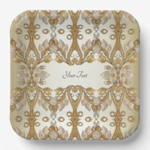 White Flowers Decorative Gold Paper Bord