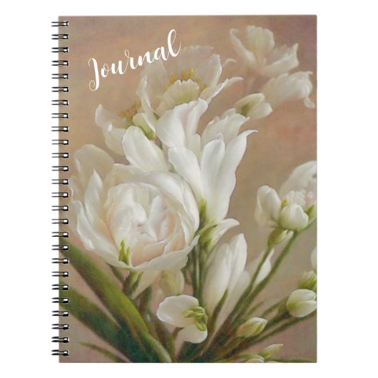 White Flowers Floral Art Journal Notitieboek (Voorkant)