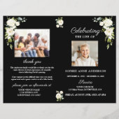 White Flowers Funeral Service Photo Program (Voorkant)