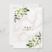 White Flowers Marble Handwriting Rehearsal Dinner Kaart (Achterkant)
