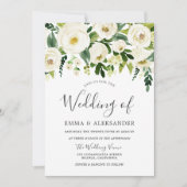 White Flowers Modern Wedding Invitation Kaart (Voorkant)