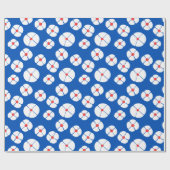 White Flowers on Blue Cadeaupapier (Vlak)