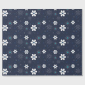 White Flowers Pattern Cadeaupapier (Vlak)