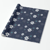 White Flowers Pattern Cadeaupapier (Uitgerold)