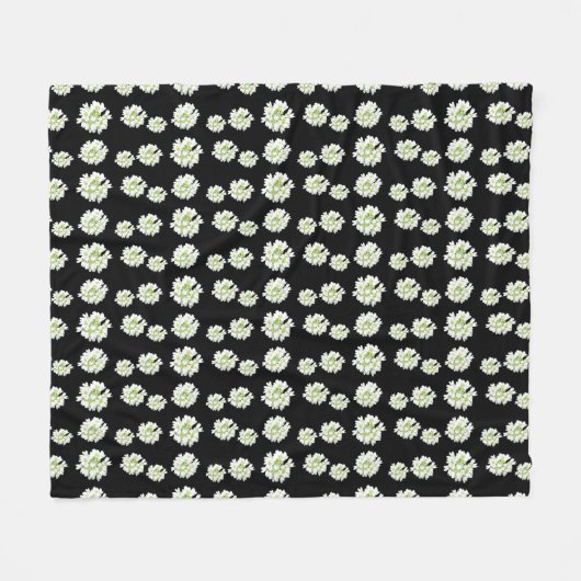 White Flowers Pattern Cust. Fleece Blanket (Voorkant (Horizontaal))