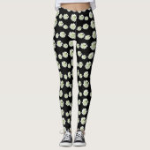 White Flowers Pattern Cust. Leggen Leggings (Voorkant)